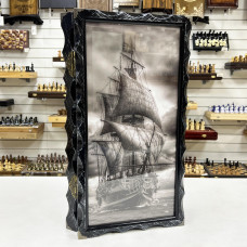 Нарды стеклянные подарочные Корабль призрак 63 см с чехлом