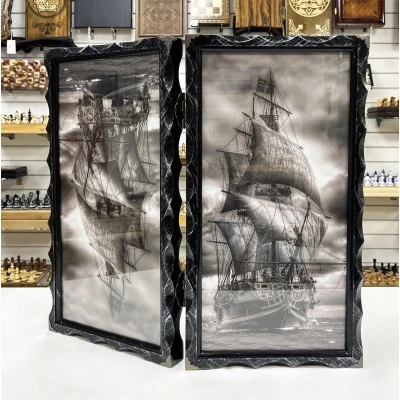 Нарды стеклянные подарочные Корабль призрак 63 см с чехлом