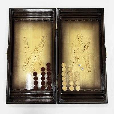 Нарды резные подарочные из массива клена Хоккей 58 см