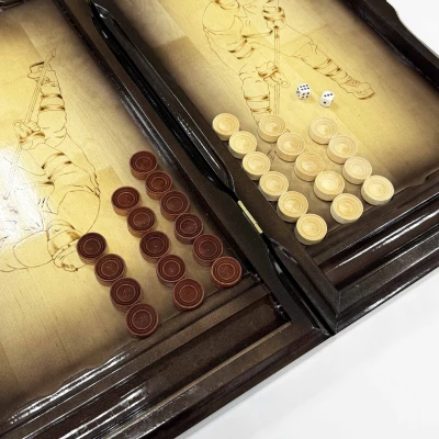 Нарды резные подарочные из массива клена Хоккей 58 см