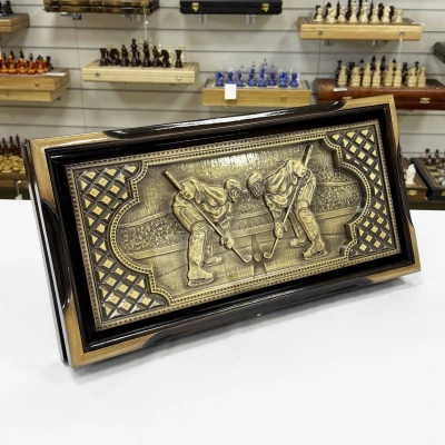 Нарды резные подарочные из массива клена Хоккей 58 см