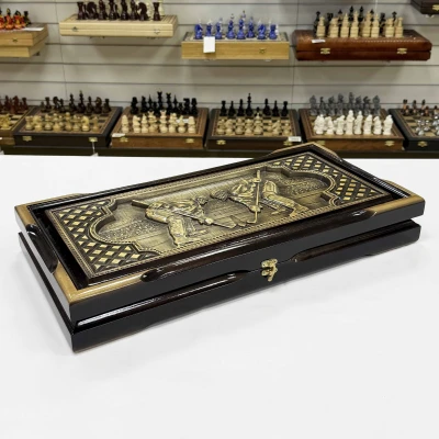 Нарды резные подарочные из массива клена Хоккей 58 см