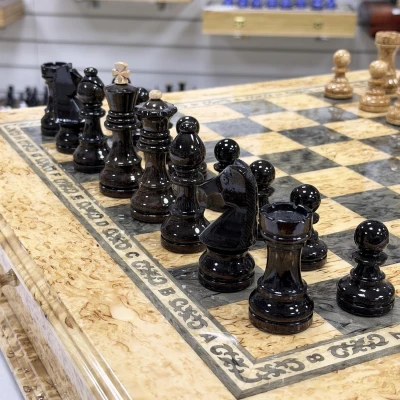 Шахматный ларец эксклюзивный из карельской березы Элит большой