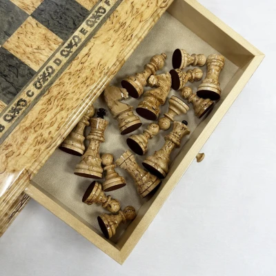 Шахматный ларец эксклюзивный из карельской березы Элит большой