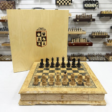 Шахматный ларец эксклюзивный из карельской березы Элит большой
