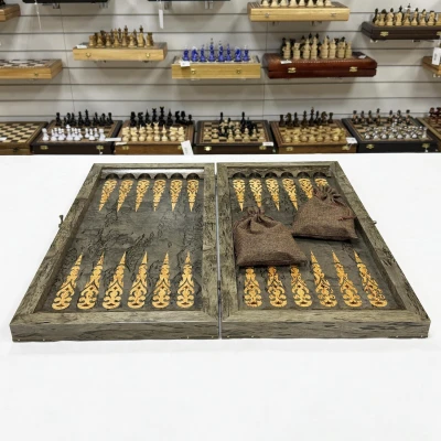 Нарды подарочные из мореной карельской березы большие 62 см