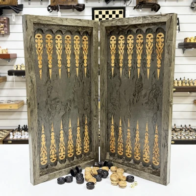 Нарды подарочные из мореной карельской березы большие 62 см