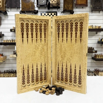 Нарды из карельской березы эксклюзивные светлые большие