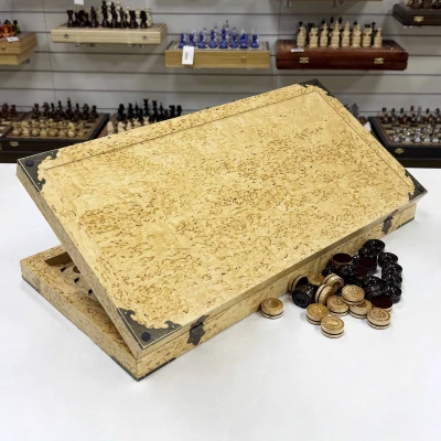 Нарды из карельской березы эксклюзивные светлые большие