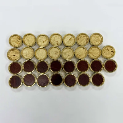 Фишки для нард и шашек эксклюзивные латунные карельская береза/красное дерево 28 мм