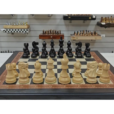 Шахматы подарочные из мореного дуба в ларце с фигурами Гамбит Люкс