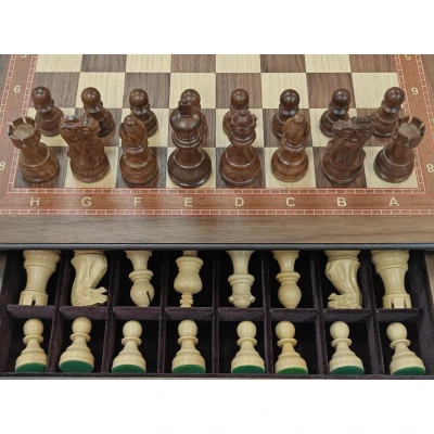 Шахматы подарочные из американского ореха в ларце с фигурами Эндшпиль Люкс