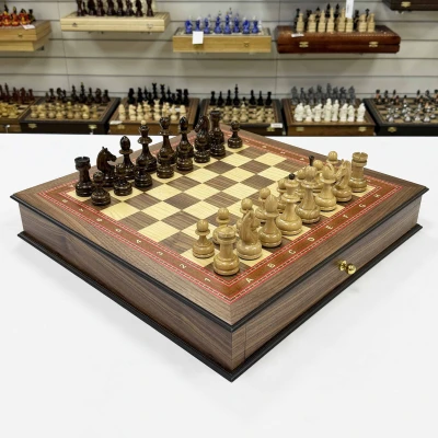 Шахматы в ларце с выдвижными ящиками орех Премиальные люкс