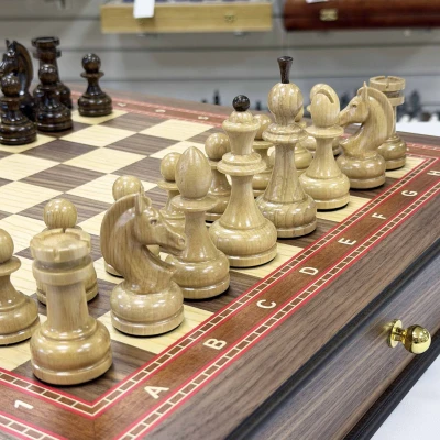 Шахматы в ларце с выдвижными ящиками орех Премиальные люкс