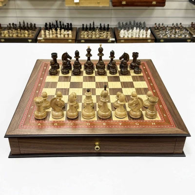 Шахматы в ларце с выдвижными ящиками орех Премиальные люкс