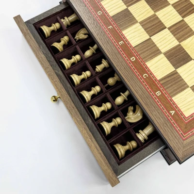 Шахматы в ларце с выдвижными ящиками орех Премиальные люкс