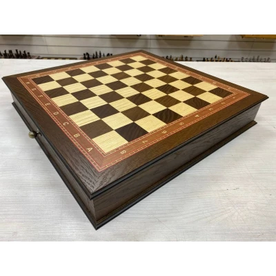 Шахматный ларец с выдвижными ящиками Антик моренный дуб без фигур