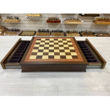 Шахматный ларец с выдвижными ящиками Антик моренный дуб без фигур