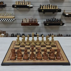 Шахматы подарочные нескладные Дуб с фигурами Стаунтон композит
