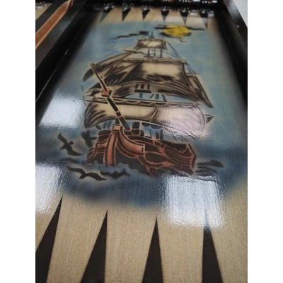 Нарды ручной работы Парусник цветные средние