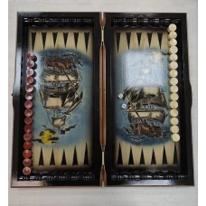 Нарды ручной работы Парусник цветные средние