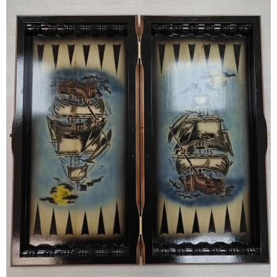 Нарды ручной работы Парусник цветные средние