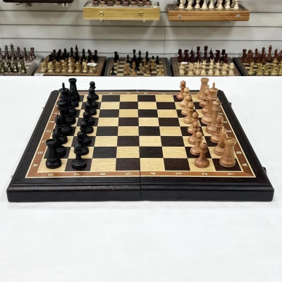 Шахматы турнирные с утяжелением черное дерево, дуб