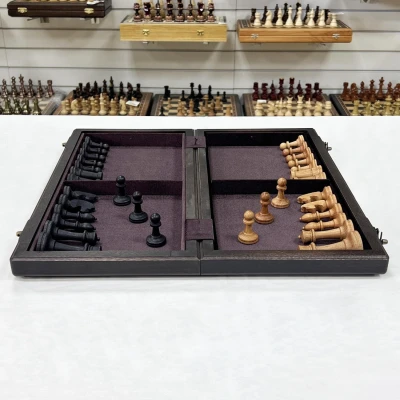 Шахматы турнирные с утяжелением черное дерево, дуб