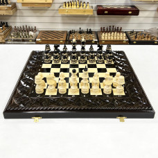 Набор 3 в 1 шахматы нарды шашки резные лак Змея