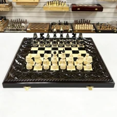 Набор 3 в 1 шахматы нарды шашки резные лак Змея