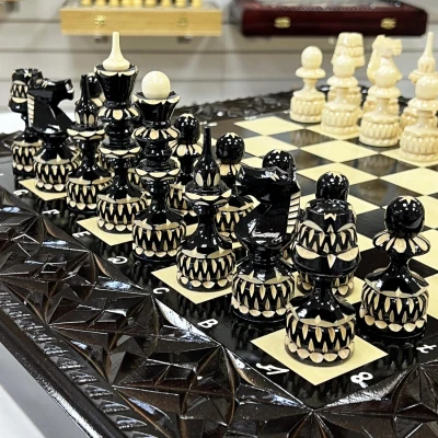 Набор 3 в 1 шахматы нарды шашки резные лак Змея