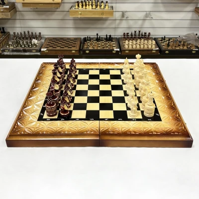 Набор 3 в 1 шахматы нарды шашки резной лак Паук и Скорпион