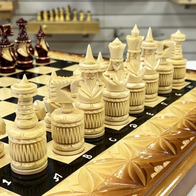 Набор 3 в 1 шахматы нарды шашки резной лак Паук и Скорпион