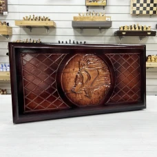 Нарды подарочные резные Медведь лак 60 см