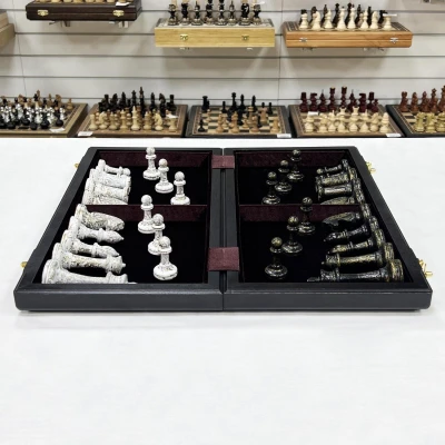 Шахматы эксклюзивные мореный дуб кракелюр черное золото