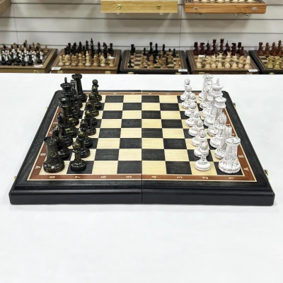 Шахматы эксклюзивные мореный дуб кракелюр черное золото