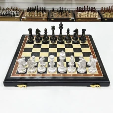 Шахматы эксклюзивные мореный дуб кракелюр черное золото