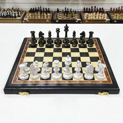 Шахматы эксклюзивные мореный дуб кракелюр черное золото