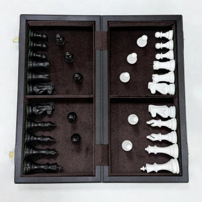 Шахматы деревянные мореный дуб Суприм черно-белые средние