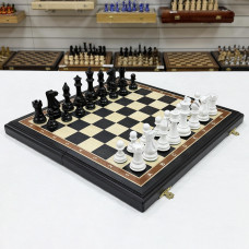 Шахматы деревянные мореный дуб Суприм черно-белые средние