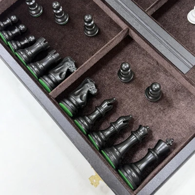 Шахматы деревянные мореный дуб Суприм черно-белые средние