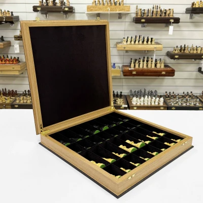 Шахматы подарочные Гамбит в деревянном ларце из дуба с утяжеленными фигурами большие