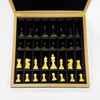 Шахматы подарочные Гамбит в деревянном ларце из дуба с утяжеленными фигурами большие