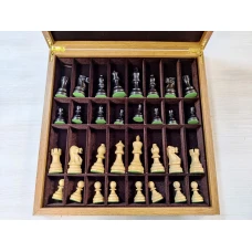 Шахматы подарочные Гамбит в деревянном ларце из дуба с утяжеленными фигурами большие
