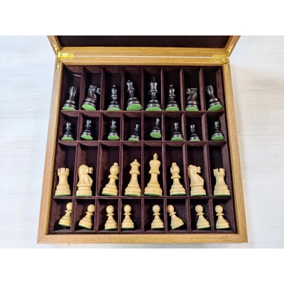Шахматы подарочные Гамбит в деревянном ларце из дуба с утяжеленными фигурами большие