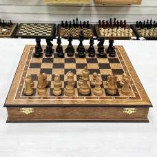 Шахматный ларец из эвкалипта с фигурами индийский Стаунтон