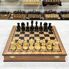 Шахматы в ларце эвкалипт с фигурами Стаунтон Royal 31 утяжеленные ручной работы