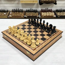 Шахматы в ларце эвкалипт с фигурами Стаунтон Royal 31 утяжеленные ручной работы