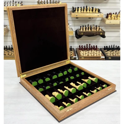 Шахматы в ларце эвкалипт с фигурами Стаунтон Royal 31 утяжеленные ручной работы