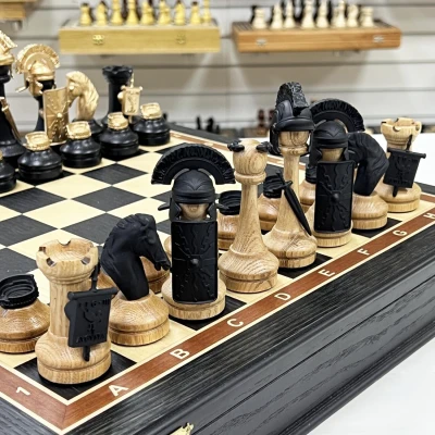 Шахматный ларец эксклюзивный мореный дуб Римляне